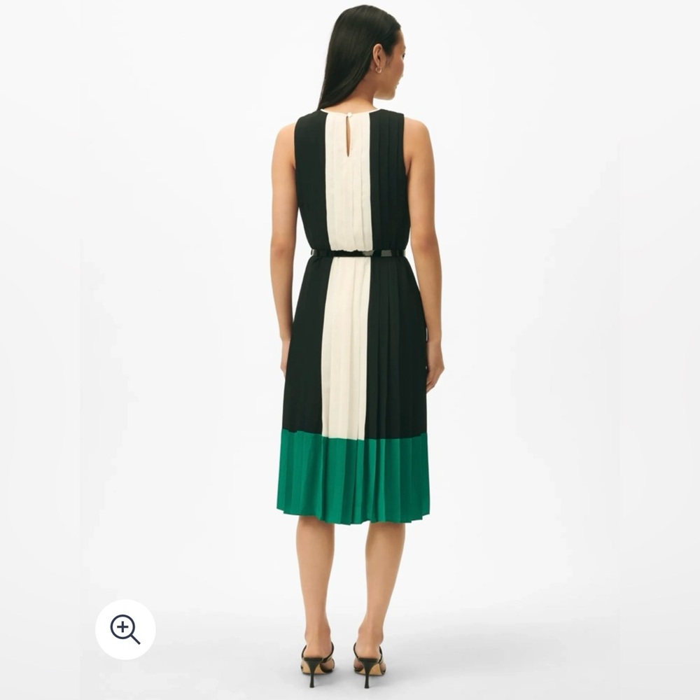 NWT BROOKS BROTHERS Elegant Black, White, and Green Sleeveless Dress, size 12 - Picture 2 of 6